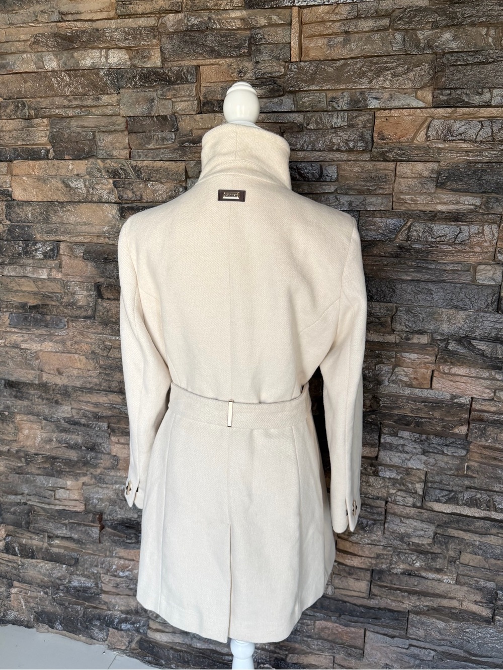 Calvin Klein Cream Belted Trench Coat - Picture 6 of 15